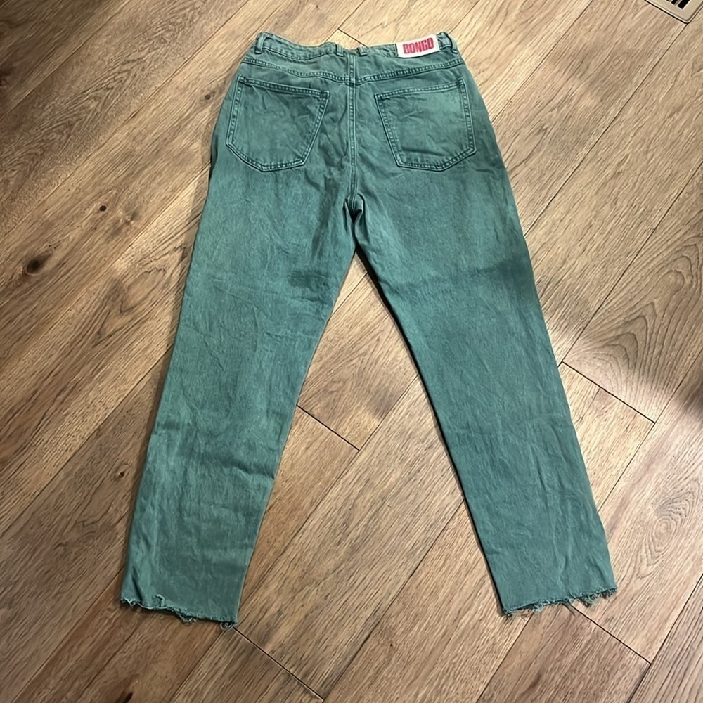 BONGO green straight leg raw hem jeans, size 29 - Picture 5 of 7